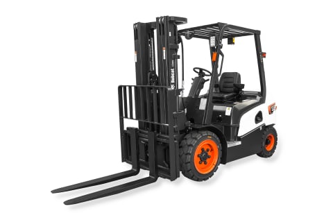 A studio image of the frontal view of the Bobcat D30NXP Diesel Forklift.