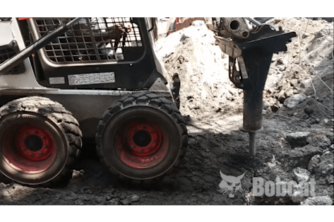 Bobcat Skid-Steer Loader wth breaker fixing foundation
